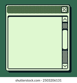 Window pixel art design, play, retro 80s console gaming app, game boy interface, video game, flat style, old school computer graphic design, 8-bit sprite, game assets, vector illustration.