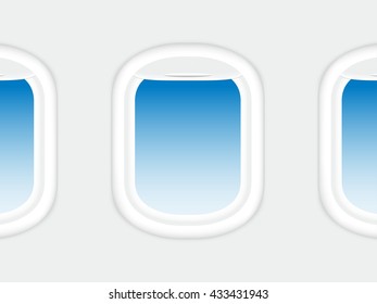 window plane or aircraft window with beautiful blue sky