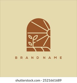 window plant and sun logo vector