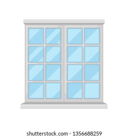Window with plastic frame on white background.