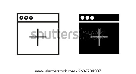 Window with Plus Sign Icon templates
