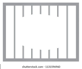 Window In Prison With Bars. Jail Break Vector Eps 10
