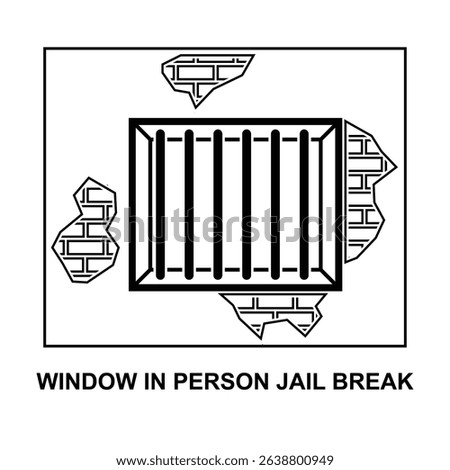 Window in prison jail break icon isolated on background vector illustration.