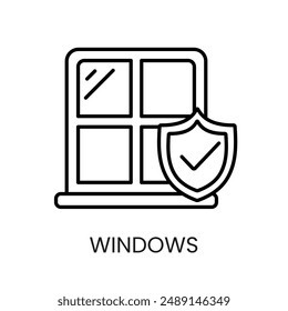 Window protection line vector icon with editable stroke
