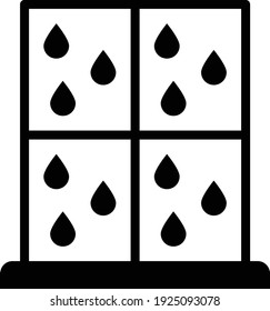 Window with Rain Drops Concept, Rainy Equipment Vector Glyph Icon Design, Wet season Symbol on white background, rainfall weather Sign,
