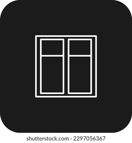 Window Real Estate Symbol mit schwarz gefüllter Linie Stil. Haus, Haus, Architektur, Rahmen, Zimmer, Inneres, Bau. Vektorgrafik