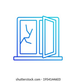 Window Repair Gradient Linear Vector Icon. Fixing Cracked Glass. House Damage Repairment. Reducing Security Risk. Thin Line Color Symbols. Modern Style Pictogram. Vector Isolated Outline Drawing