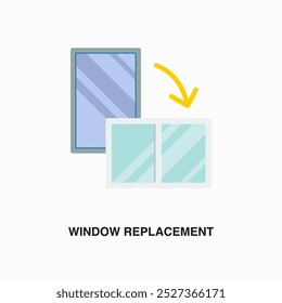 Window Replacement flat colored icon or logo. Symbol or sign on house repair and maintenance services theme. Editable vector illustration.