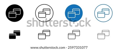 Window Restore icon set in black and blue colors on white background