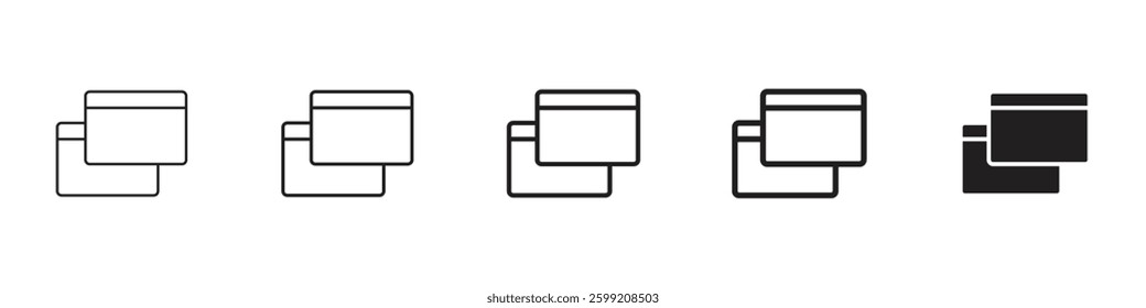 Window Restore icons in black outline, solid and colored style