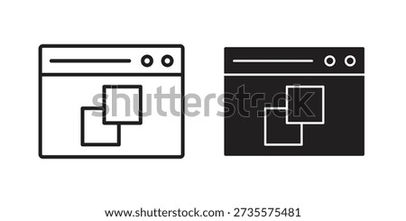 Window Restore icons Concepts. black solid and line stroke designs for web and app use