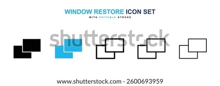 Window Restore icons graphics set in black and blue colors