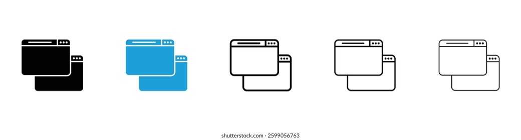Window Restore icons vector illustrations in black and blue colors for web and ui designs
