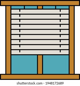 Window Roller Shutter Concept Vector color line Icon Design, Interior design Symbol, Home Office decoration Sign, Residential and Commercial Decor Elements stock illustration