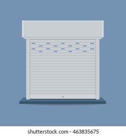 Window with rolling shutters vector flat design.