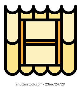 Window roof icon outline vector. Repair renovation. Roofer home color flat