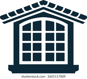 a window with a roof on it