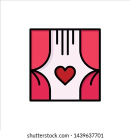 Window, Room, Curtains, Love, Romance  Flat Color Icon. Vector icon banner Template