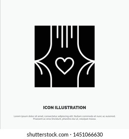 Window, Room, Curtains, Love, Romance solid Glyph Icon vector