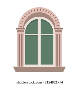 window with a round top. vector illustration. window close-up. exterior elements. isolated on white background. Architecture design. building and home theme.