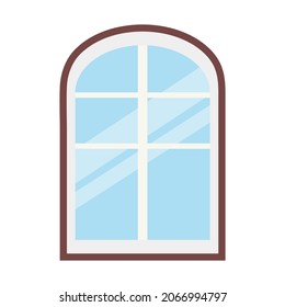 Una ventana con una parte superior redondeada sobre un fondo blanco para su uso en un cliente