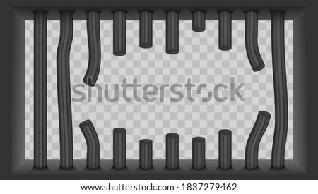 Window With Sawed Prison Bars. Jail Break. EPS10 Vector