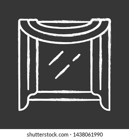 Window scarf chalk icon. Window top coverings. Living room, bedroom, kitchen drapery design. Home interior decoration. House furnishing. Isolated vector chalkboard illustration