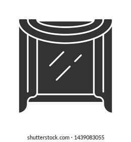 Window scarf glyph icon. Window top coverings. Living room, bedroom, kitchen drapery design. Home interior decoration. House furnishing. Silhouette symbol. Negative space. Vector isolated illustration