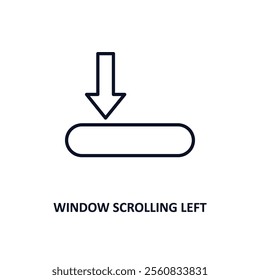 window scrolling left outline icon.  Thin line icon from education collection. Editable vector isolated on white background