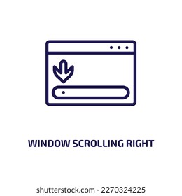 window scrolling right icon from user interface collection. Thin linear window scrolling right, arrow, screen outline icon isolated on white background. Line vector window scrolling right sign, symbol
