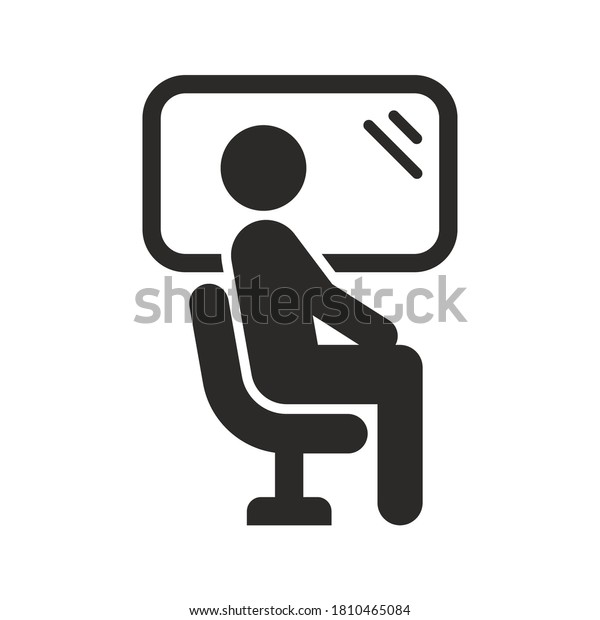 Window seat icon.\
Travelling on public transport. Passenger. Vector icon isolated on\
white background.