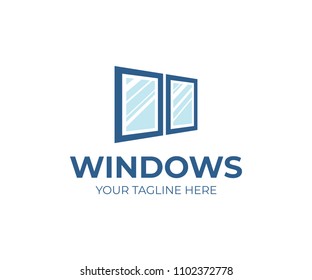 Window Services Logo Template. Window Replacement Vector Design. Window Installation Logotype