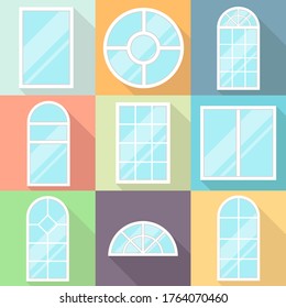 Ventana Comandos. Conjunto de ventanas de color caricatura con sombras. Ilustración vectorial. Vector.