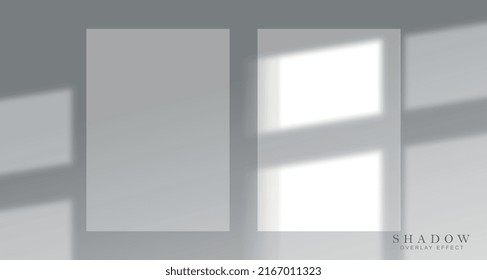 Window shadow effect. Suns rays make their way into apartment through windows or blinds. Modern style overlay, graphic elements to create realistic room interior. Cartoon flat vector illustration
