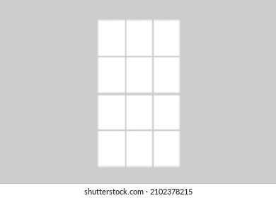 Window shadow vector overlay on transparent background. Natural scene of realistic soft lighting.