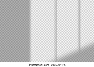 Window shadow vector overlay on transparent background. Natural scene of realistic soft lighting.