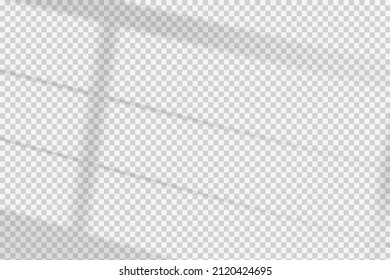 Window shadow vector overlay on transparent background. Natural scene of realistic soft lighting