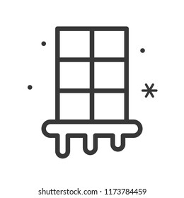 window shutter in winter, Merry Christmas icon set, outline design editable stroke
