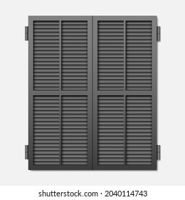 Window shutters isolated on a white background. Vector illustration of the gray color window shutter.