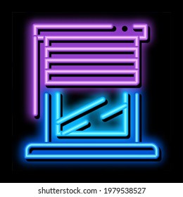 ventana con obturadores de neon light sign vector. Icono brillante con signo de obturador. ilustración de símbolo transparente