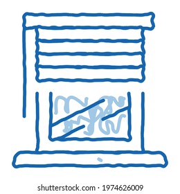 window with shutters sketch icon vector. Hand drawn blue doodle line art window with shutters sign. isolated symbol illustration