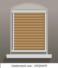 Window Shutters that are let down. Vector Illustration on dun background.