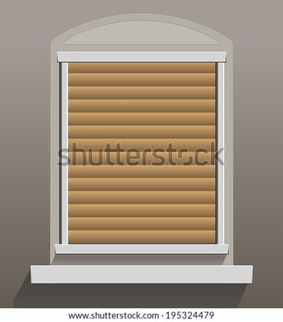 Window Shutters that are let down. Vector Illustration on dun background.