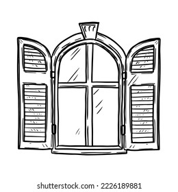 Window with shutters vector illustration on white background