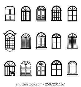 Window silhouette vector set design