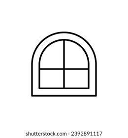 Einfaches minimalistisches Rahmensymbol des Fensters. Geeignet für Bücher, Läden, Geschäfte. Bearbeitbarer Strich in minimalistischem Rahmenstil. Design-Symbol 