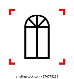 Window simple sign. Black icon in focus corners on white background. Isolated.