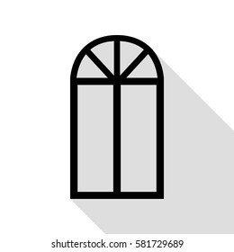 Window simple sign. Black icon with flat style shadow path.