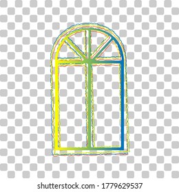 Window simple sign. Blue to green gradient Icon with Four Roughen Contours on stylish transparent Background. Illustration.