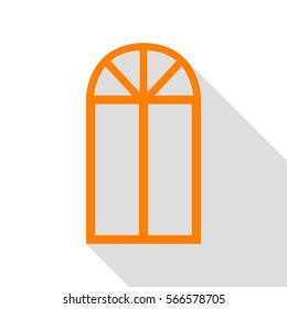 Window simple sign. Orange icon with flat style shadow path.